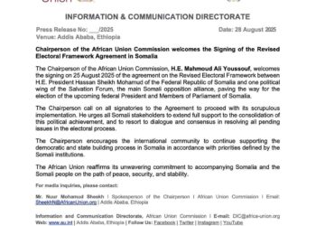 Midowga Afrika oo Soo Dhaweeyay Heshiiska Doorashada Soomaaliya